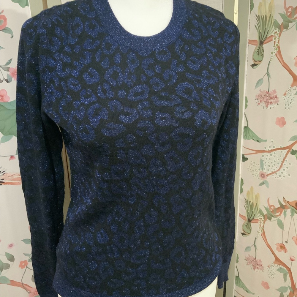 Banana Republic Blue Leopard Shiny Print Women's Sweater